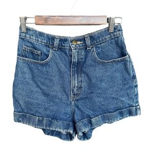 American Apparel Jean Shorts Womens Size 29 Blue High Waisted Cuffed